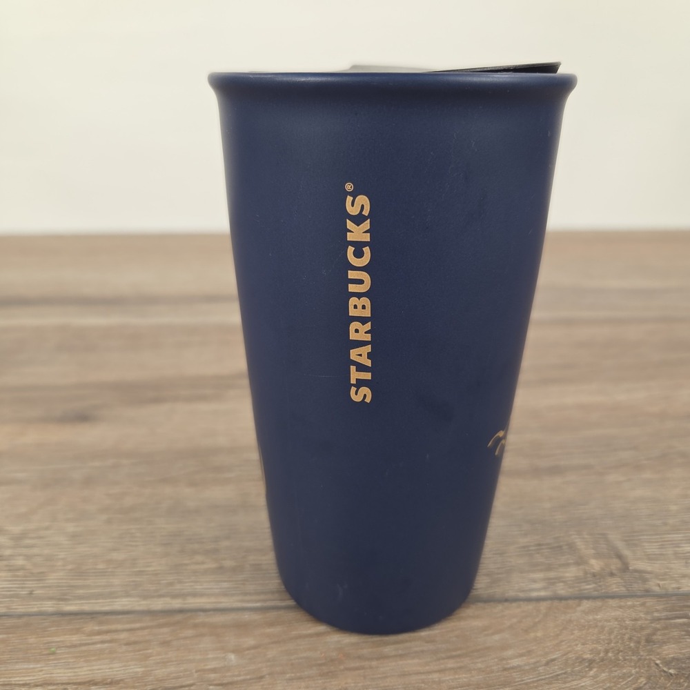 Starbucks 2017 Navy Blue Siren Mermaid Ceramic Tumbler Mug 12oz Anniversary - Picture 5 of 11